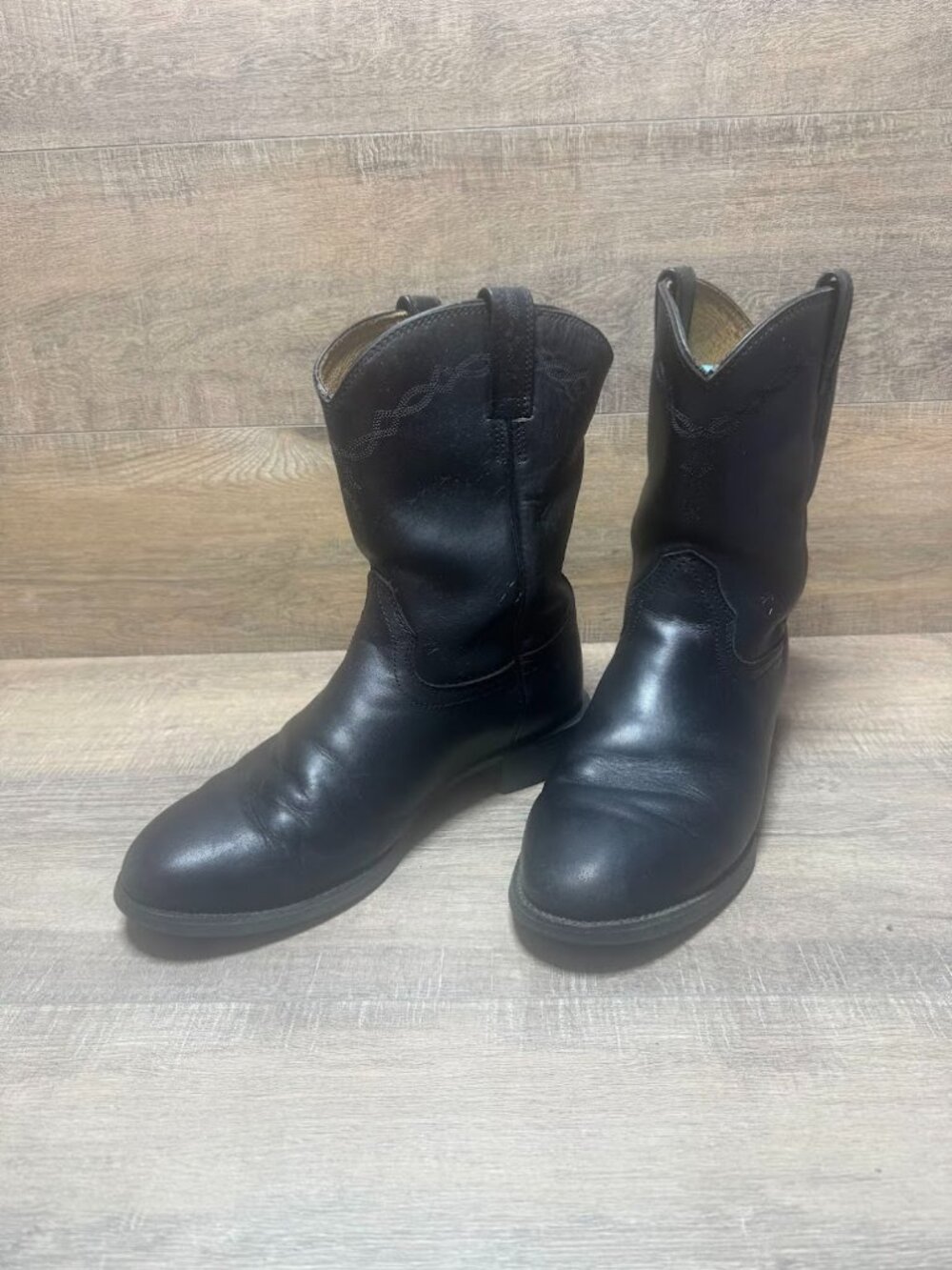 Ariat Heritage Roper Black Leather Western Boots Men's Size 10.5